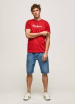 Pepe Jeans puuvillainen t-paita painettu logolla miehet studio punainen TB001016 - Image 2
