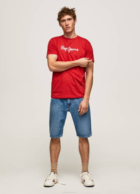 Pepe Jeans puuvillainen t-paita painettu logolla miehet studio punainen TB001016 - Image 2
