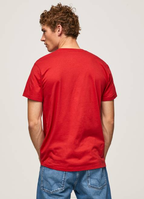 Pepe Jeans puuvillainen t-paita painettu logolla miehet studio punainen TB001016 - Image 4