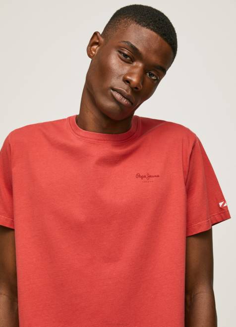 Pepe Jeans puuvillainen t-paita painettu logolla miehet studio punainen TB00946 - Image 3