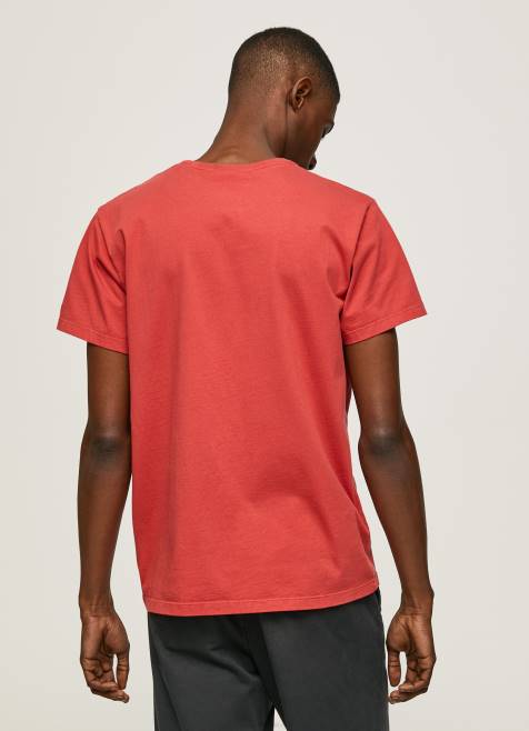Pepe Jeans puuvillainen t-paita painettu logolla miehet studio punainen TB00946 - Image 4