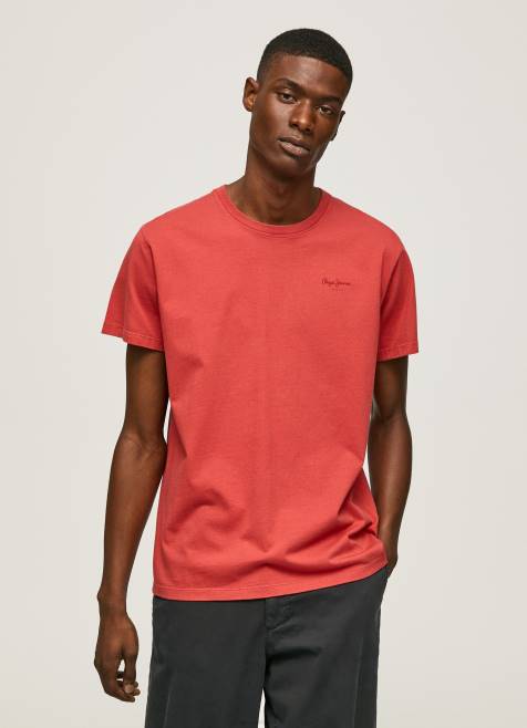 Pepe Jeans puuvillainen t-paita painettu logolla miehet studio punainen TB00946 - Image 1