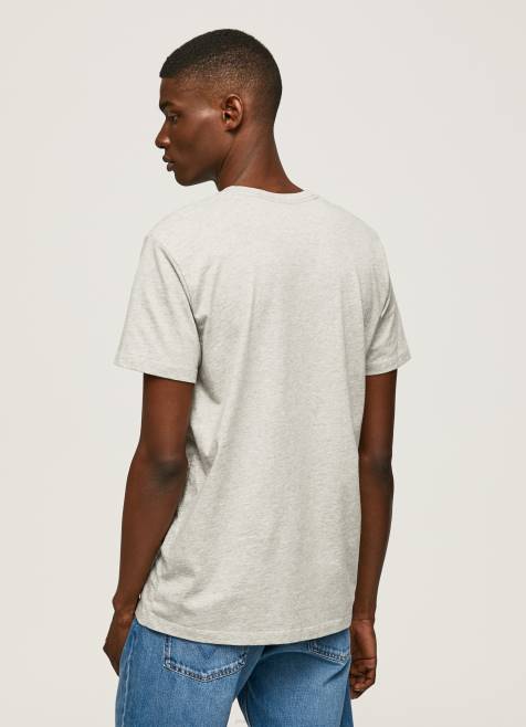 Pepe Jeans puuvillainen t-paita painettu logolla miehet vaaleanharmaa merimereli TB00918 - Image 4