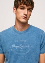 Pepe Jeans puuvillainen t-paita painettu logolla miehet vaaleansininen TB00967