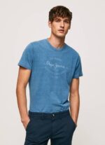 Pepe Jeans puuvillainen t-paita painettu logolla miehet vaaleansininen TB00967 - Image 3