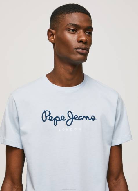 Pepe Jeans puuvillainen t-paita painettu logolla miehet valkaisu sininen TB00933 - Image 3