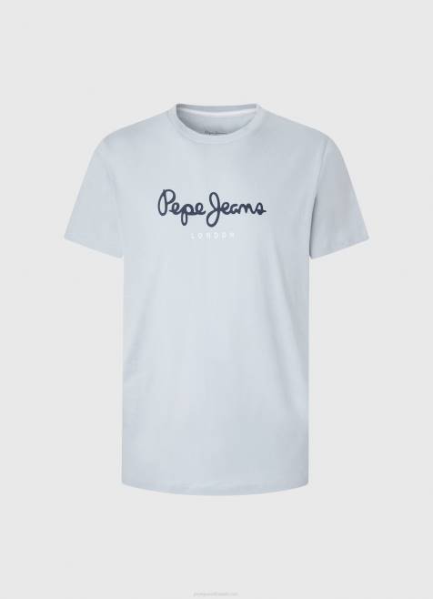 Pepe Jeans puuvillainen t-paita painettu logolla miehet valkaisu sininen TB00933 - Image 5