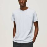 Pepe Jeans puuvillainen t-paita painettu logolla miehet valkaisu sininen TB00947
