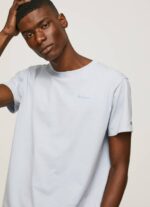 Pepe Jeans puuvillainen t-paita painettu logolla miehet valkaisu sininen TB00947 - Image 3