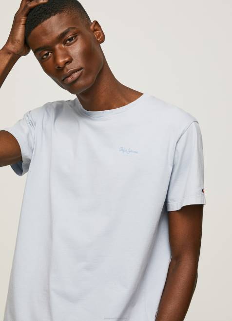Pepe Jeans puuvillainen t-paita painettu logolla miehet valkaisu sininen TB00947 - Image 3
