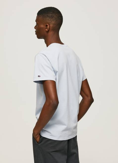 Pepe Jeans puuvillainen t-paita painettu logolla miehet valkaisu sininen TB00947 - Image 4