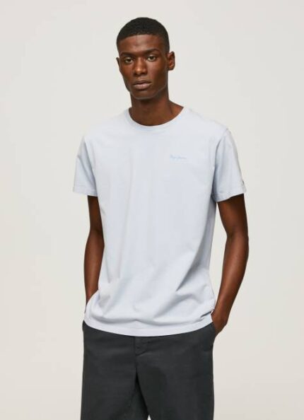 Pepe Jeans puuvillainen t-paita painettu logolla miehet valkaisu sininen TB00947