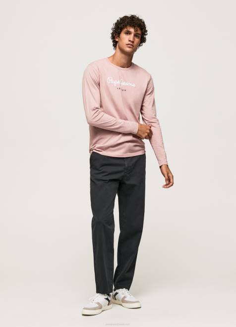 Pepe Jeans puuvillainen t-paita painettu logolla miehet valkaisuaine pinkki TB00915 - Image 2