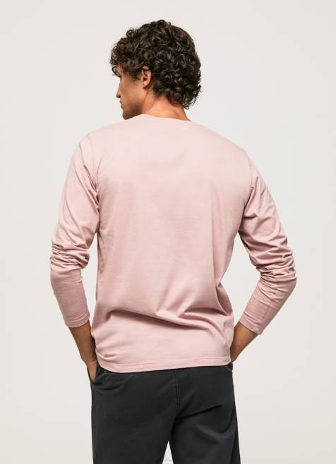 Pepe Jeans puuvillainen t-paita painettu logolla miehet valkaisuaine pinkki TB00915 - Image 4