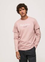 Pepe Jeans puuvillainen t-paita painettu logolla miehet valkaisuaine pinkki TB00917 - Image 2
