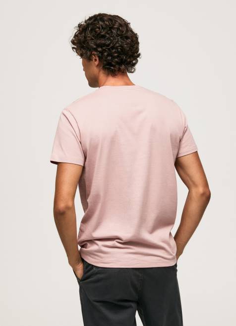 Pepe Jeans puuvillainen t-paita painettu logolla miehet valkaisuaine pinkki TB00917 - Image 4