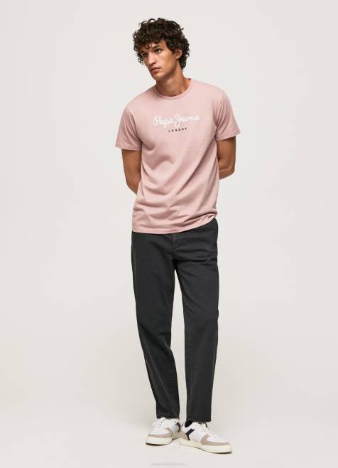 Pepe Jeans puuvillainen t-paita painettu logolla miehet valkaisuaine pinkki TB00917 - Image 5