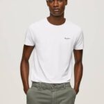 Pepe Jeans puuvillainen t-paita painettu logolla miehet valkoinen TB001011