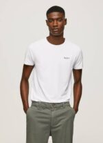 Pepe Jeans puuvillainen t-paita painettu logolla miehet valkoinen TB001011
