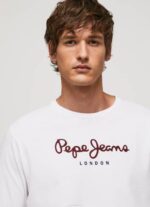 Pepe Jeans puuvillainen t-paita painettu logolla miehet valkoinen TB001018