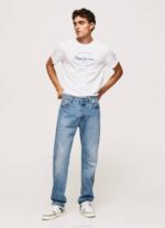 Pepe Jeans puuvillainen t-paita painettu logolla miehet valkoinen TB00921 - Image 2