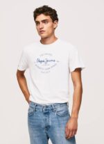 Pepe Jeans puuvillainen t-paita painettu logolla miehet valkoinen TB00921 - Image 3