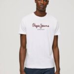 Pepe Jeans puuvillainen t-paita painettu logolla miehet valkoinen TB00998