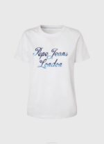 Pepe Jeans puuvillainen t-paita painettu logolla naiset valkoinen TB00411 - Image 5