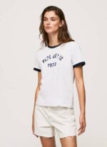 Pepe Jeans puuvillainen t-paita painettu logolla naiset valkoinen TB00424 - Image 2