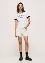 Pepe Jeans puuvillainen t-paita painettu logolla naiset valkoinen TB00424 - Image 3