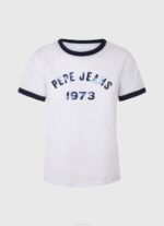 Pepe Jeans puuvillainen t-paita painettu logolla naiset valkoinen TB00424 - Image 5