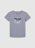 Pepe Jeans puuvillainen t-paita painettu logolla poika harmaa marli TB001634