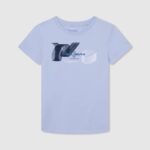 Pepe Jeans puuvillainen t-paita painettu logolla poika valkaisu sininen TB001632
