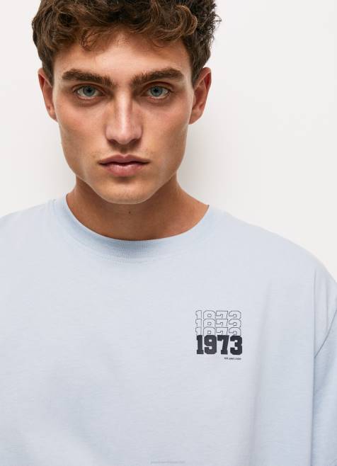 Pepe Jeans Puuvillainen t-paita vuodelta 1973 miehet valkaisu sininen TB00924 - Image 3