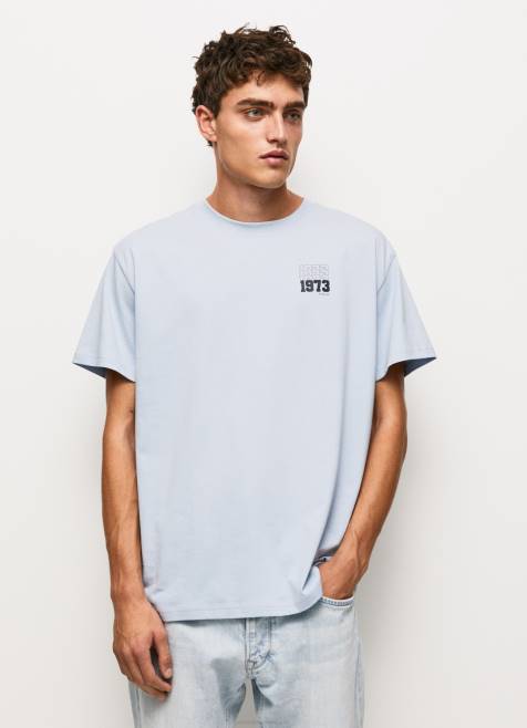 Pepe Jeans Puuvillainen t-paita vuodelta 1973 miehet valkaisu sininen TB00924 - Image 1