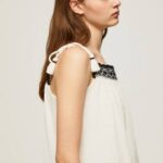 Pepe Jeans puuvillainen toppi, jossa virkatut yksityiskohdat naiset mousse TB00335