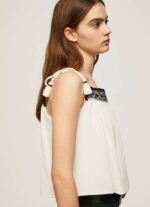 Pepe Jeans puuvillainen toppi, jossa virkatut yksityiskohdat naiset mousse TB00335