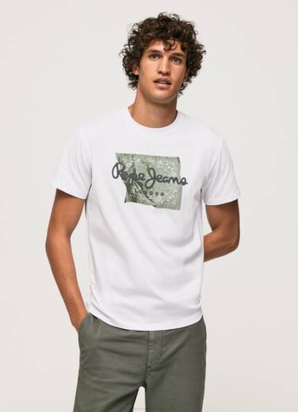 Pepe Jeans puuvillalogollinen t-paita miehet valkoinen TB00938