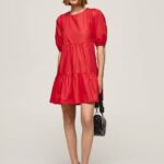 Pepe Jeans puuvillapopliinimekko naiset studio punainen TB00146