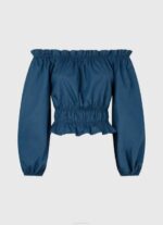 Pepe Jeans puuvillapopliinirajattu istuva toppi naiset valtameri TB00360 - Image 5