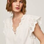 Pepe Jeans puuvillapusero harjakattoisilla yksityiskohdilla naiset mousse TB00342