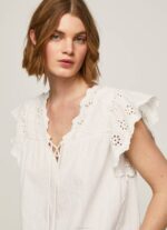 Pepe Jeans puuvillapusero harjakattoisilla yksityiskohdilla naiset mousse TB00342