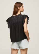 Pepe Jeans puuvillapusero harjakattoisilla yksityiskohdilla naiset musta TB00336 - Image 4