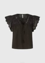 Pepe Jeans puuvillapusero harjakattoisilla yksityiskohdilla naiset musta TB00336 - Image 5