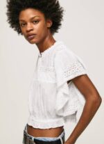 Pepe Jeans puuvillapusero harjakattoisilla yksityiskohdilla naiset valkoinen TB00344 - Image 3