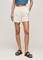 Pepe Jeans puuvillashortsit harjakattoisilla yksityiskohdilla naiset valkoinen TB00534 - Image 2