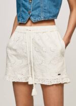 Pepe Jeans puuvillashortsit harjakattoisilla yksityiskohdilla naiset valkoinen TB00534 - Image 3