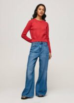 Pepe Jeans puuvillatrikoo harjakattoisilla yksityiskohdilla naiset studio punainen TB00259 - Image 2