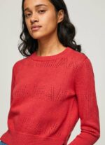 Pepe Jeans puuvillatrikoo harjakattoisilla yksityiskohdilla naiset studio punainen TB00259 - Image 3