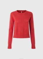 Pepe Jeans puuvillatrikoo harjakattoisilla yksityiskohdilla naiset studio punainen TB00259 - Image 5